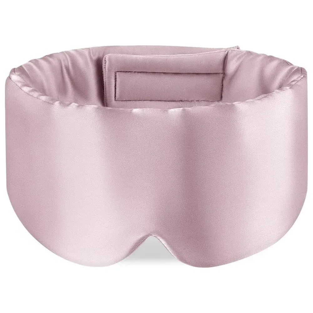 Light pink satin sleep mask with padded, contoured design from Elarose