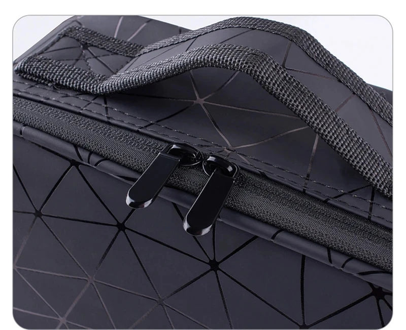 Close-up of Elarose geometric black travel bag with zipper and sturdy handle