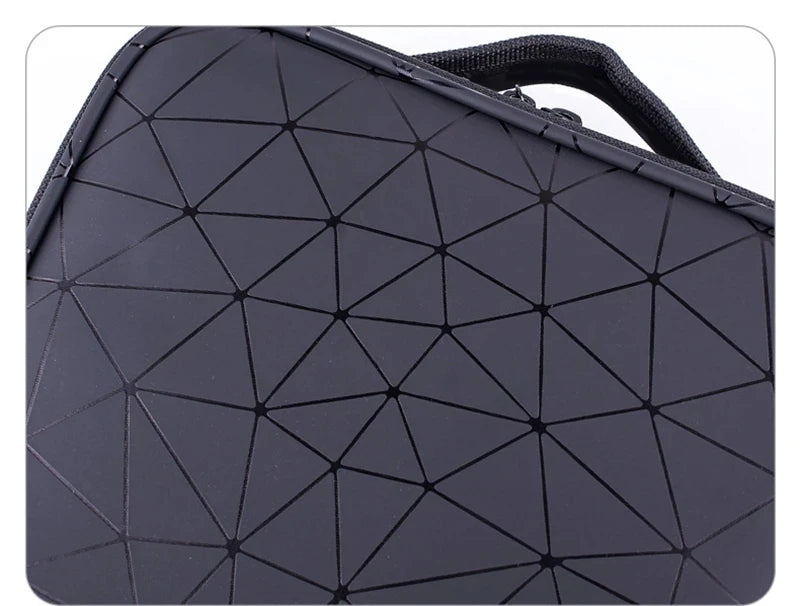 Elarose geometric black hard-shell bag with textured triangular pattern and handle